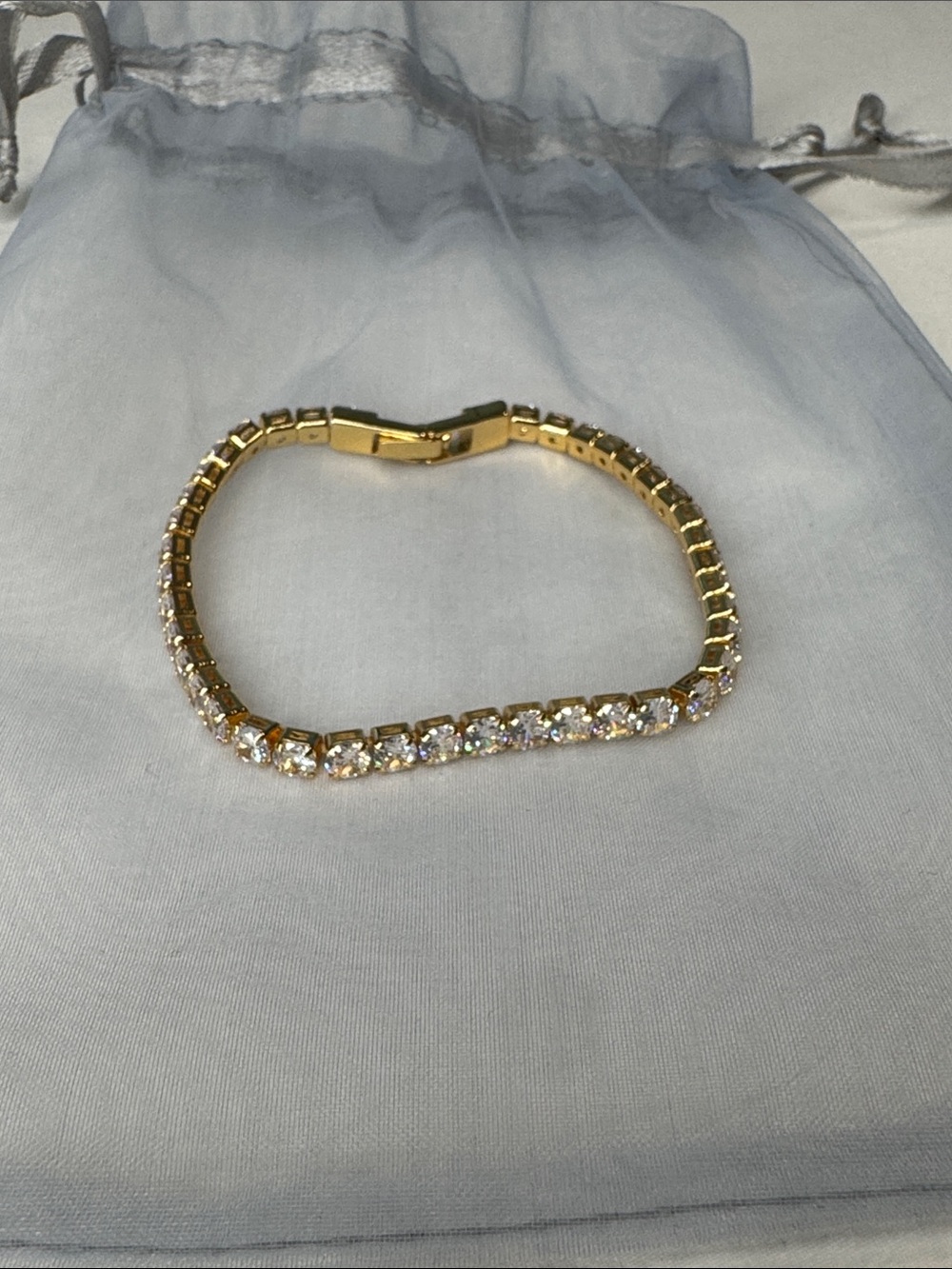 New Gold Bracelet with Clear Stones